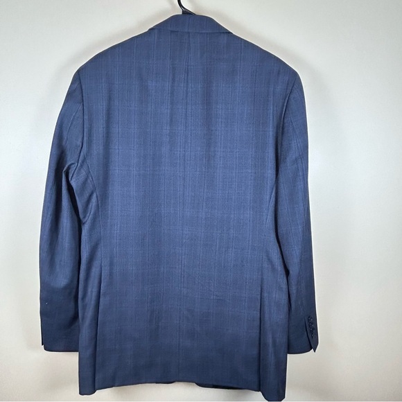 Michael Kors men's navy blue windowpane wool blazer or sport coat Size 41L - Picture 2 of 10